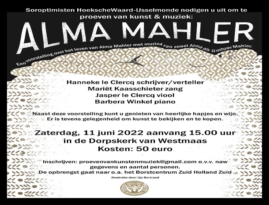Proeven van Kunst & Muziek: voorstelling over het leven van Alma Mahler met muziek van zowel Alma als Gustav Mahler